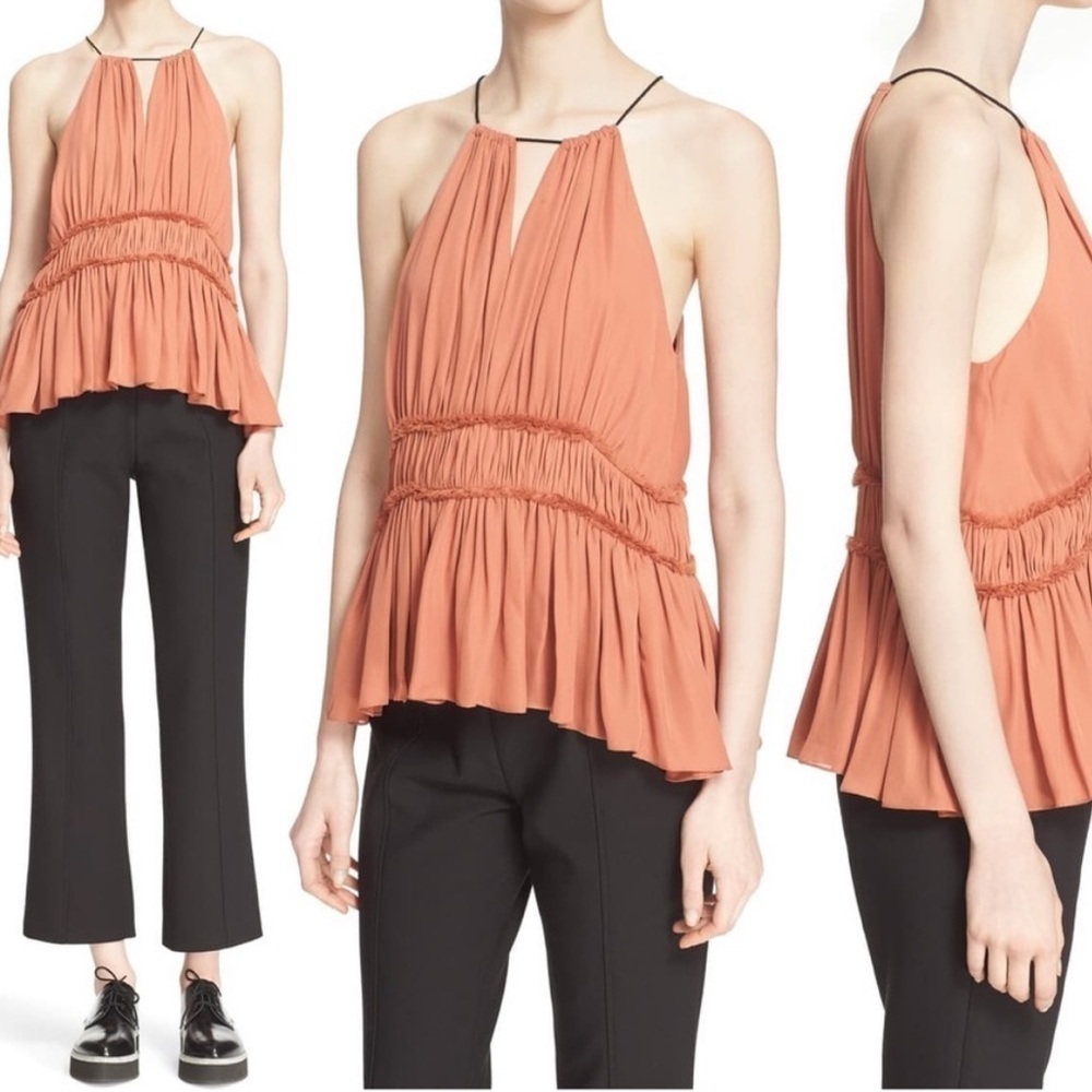 Cinq á Sept Lotus Silk Peplum Top Flaw - Picture 2 of 16